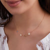 Personalized 2 Letter & 2 Petite Birthstone Necklace in 14k Gold (Single Spacing)