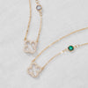 Diamond Clover & Emerald Necklace in 14k Gold (May)