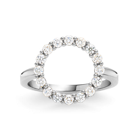 Rosecliff Circle Diamond Ring in 14k Gold (April) - White Gold