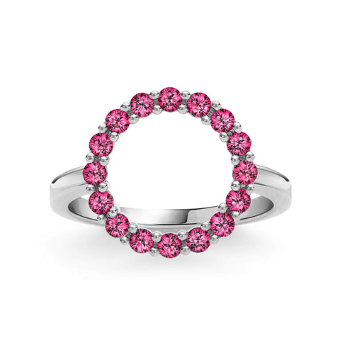 Rosecliff Circle Ruby Ring in 14k Gold (July) - White Gold