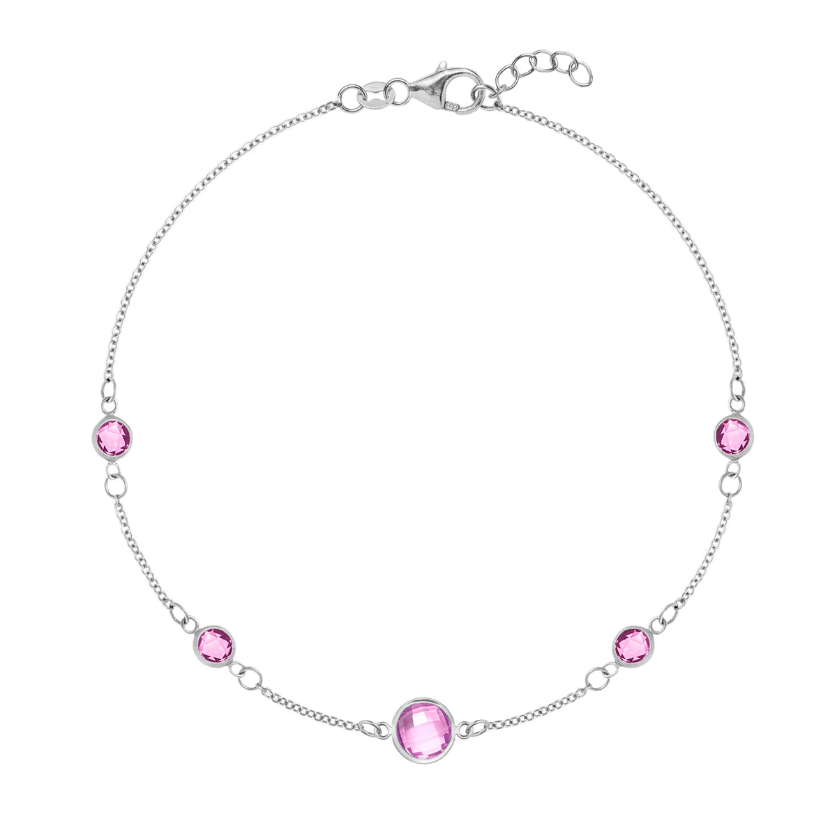 1 Grand 4 Petite Pink Sapphire Bracelet in 14k Gold October