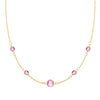 1 Grand & 4 Classic Pink Sapphire Necklace in 14k Gold (October)