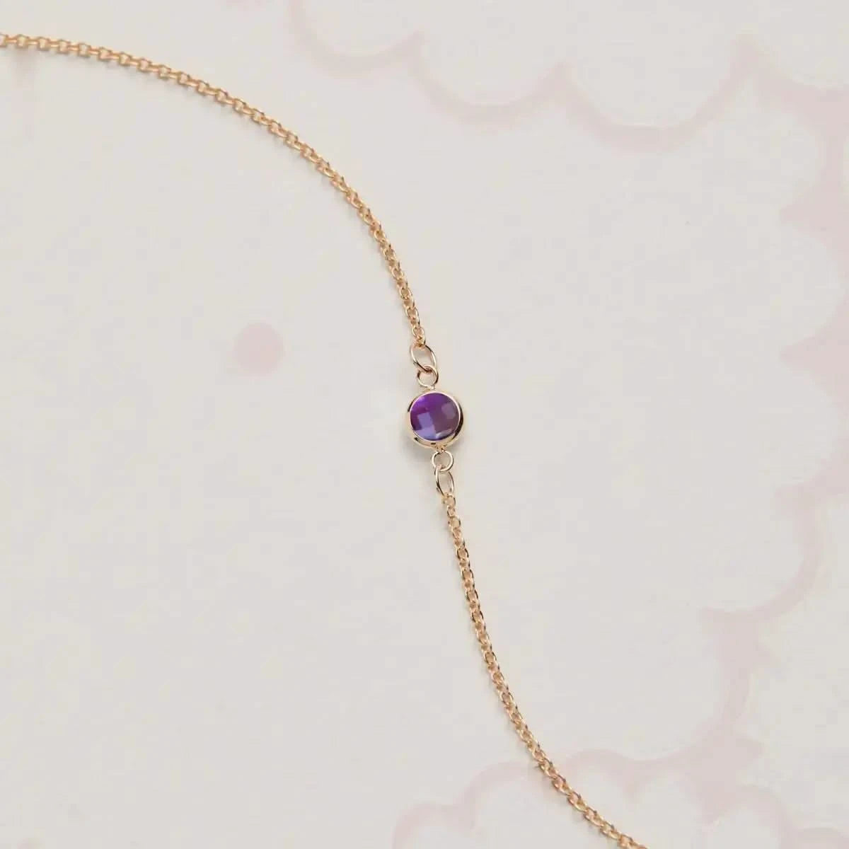Petite 1 Amethyst Bracelet in 14k Gold (February)