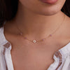 Personalized 1 Letter & 4 Petite Pink Sapphire Necklace in 14k Gold (October)