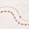 Personalized 1 Letter & 1 Petite Pink Sapphire Necklace in 14k Gold (October)