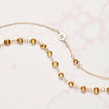 Personalized 1 Letter & 1 Petite Citrine Necklace in 14k Gold (November)