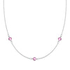 Bayberry 3 Pink Sapphire Necklace in 14k Gold (October)