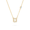 Diamond Clover & Aquamarine Necklace in 14k Gold (March)