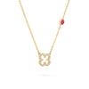 Diamond Clover & Ruby Necklace in 14k Gold (July)
