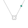Diamond Clover & Emerald Necklace in 14k Gold (May)