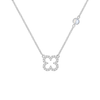Diamond Clover & Moonstone Necklace in 14k Gold (June)