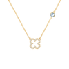 Diamond Clover & Aquamarine Necklace in 14k Gold (March)