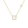 Diamond Clover & White Topaz Necklace in 14k Gold (April)