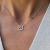 Diamond Clover & Garnet Necklace in 14k Gold (January)