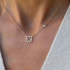 Diamond Clover & Aquamarine Necklace in 14k Gold (March)