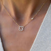 Diamond Clover & White Topaz Necklace in 14k Gold (April)
