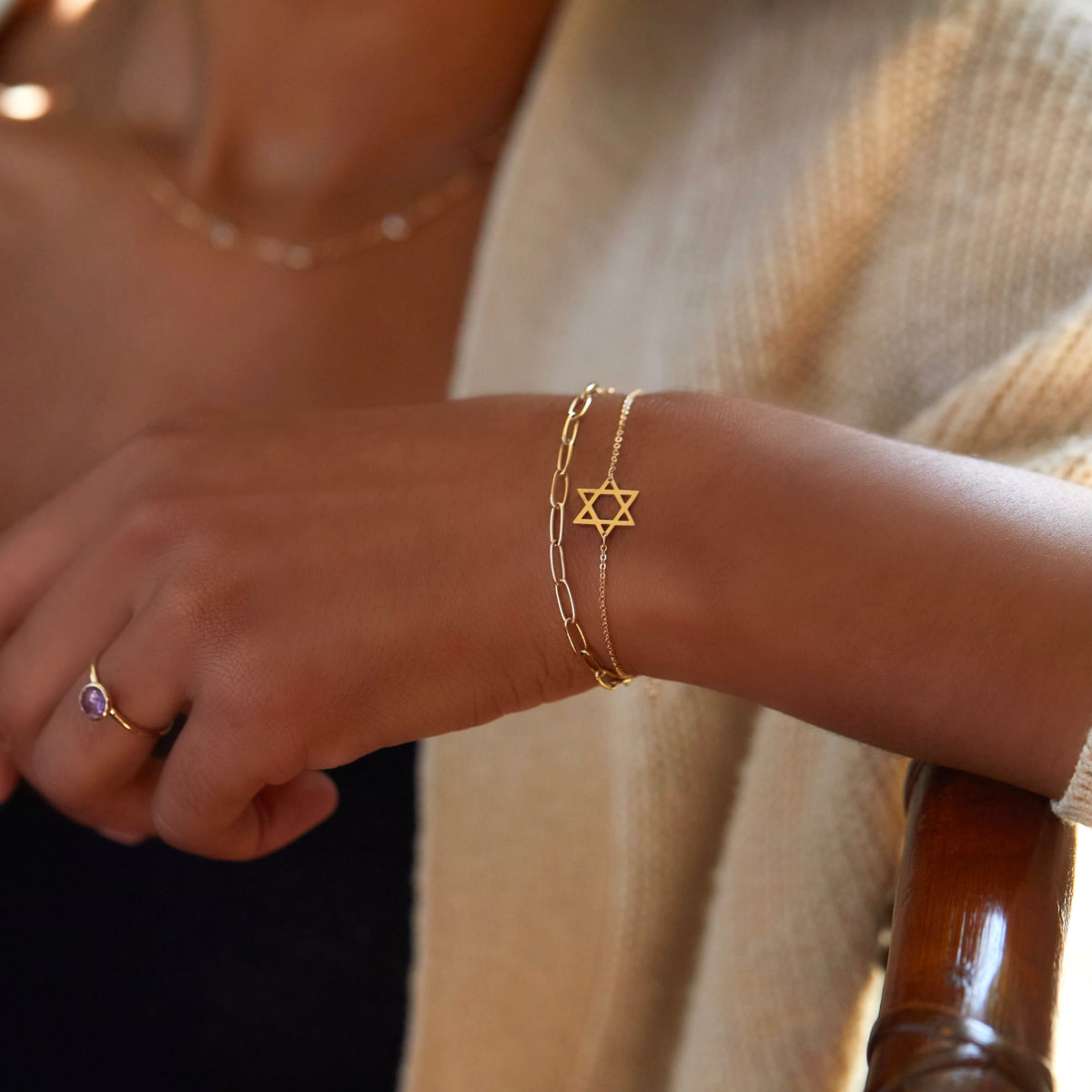 Star of David string bracelet 14k gold – Signet Collection