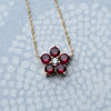 Greenwich Flower Ruby & Diamond Necklace and Earrings Set in 14k Gold (July)