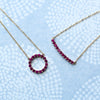 Rosecliff Circle Ruby Necklace in 14k Gold (July)