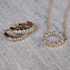 Rosecliff Small Circle Diamond Necklace and Earring set in 14k yellow gold featuring 2mm faceted round cut gemstones.