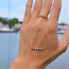 Rainbow Rosecliff ring and Rainbow Rosecliff Bar necklace, both featuring eleven alternating 2mm gemstones and diamonds.