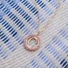 Letter & Pink Sapphire Pendant in 14k Gold (October)