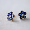 Greenwich Flower Sapphire & Diamond Earrings in 14k Gold (September)