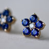 Greenwich Flower Sapphire & Diamond Earrings in 14k Gold (September)