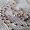 Three Rosecliff Amethyst Rings, one with alternating Diamonds, and Newport Amethyst Necklace all in 14k yellow gold