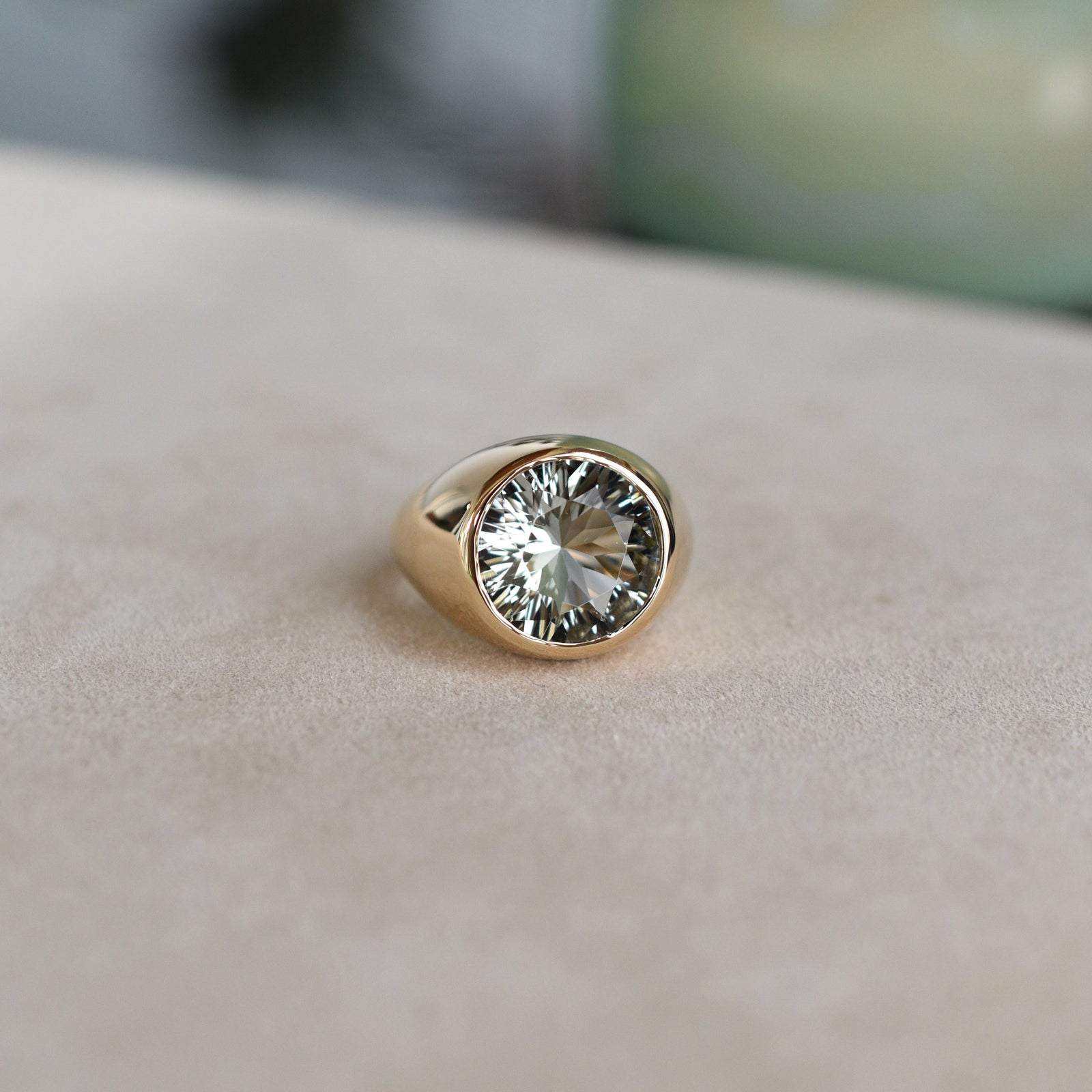 Jamestown Green Amethyst Ring in 14k Gold (February)