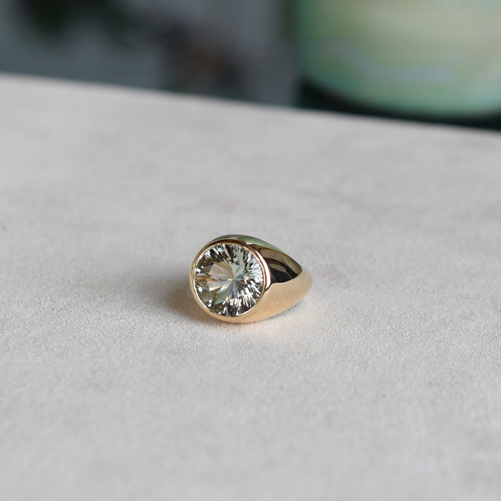 Jamestown Green Amethyst Ring in 14k Gold (February)