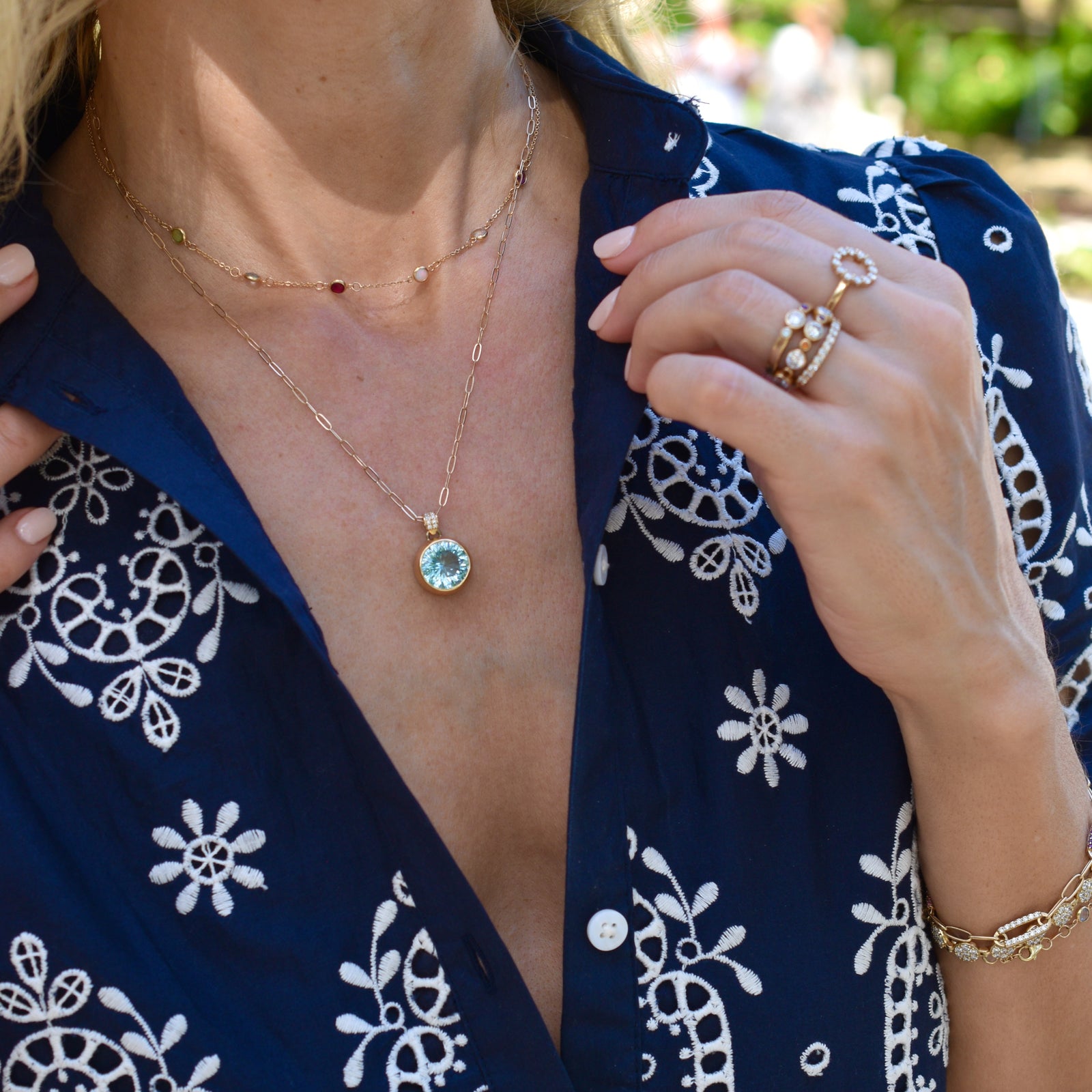 Jamestown Birthstone Pendant with Diamond Bail in 14k Gold