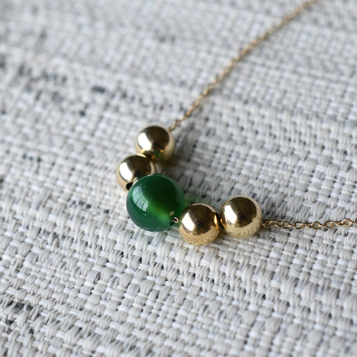 Tj necklace green agate - Gem