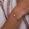 Personalized Clover Disc & Petite 1 Birthstone Bracelet in 14k Gold