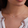 Personalized Clover Disc & Petite 2 Birthstone Necklace in 14k Gold