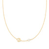 Personalized Crescent & Star Disc & Classic 1 Birthstone Necklace in 14k Gold