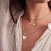 Heart Disc & 2 Letter Necklace in 14k Gold (Single Spacing)