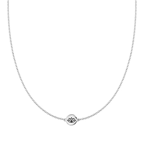 Lotus Disc Necklace in 14k Gold - White Gold