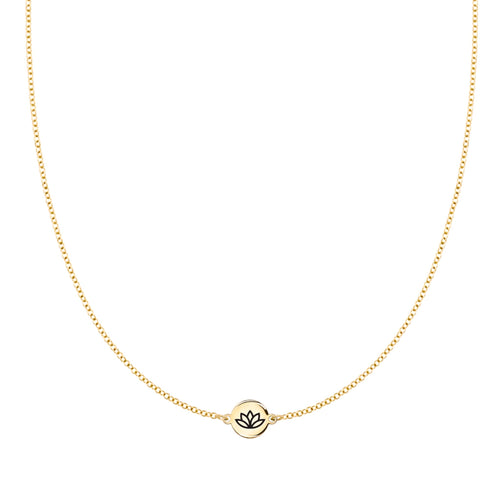 Lotus Disc Necklace in 14k Gold