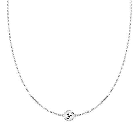 Ohm Disc Necklace in 14k Gold - White Gold