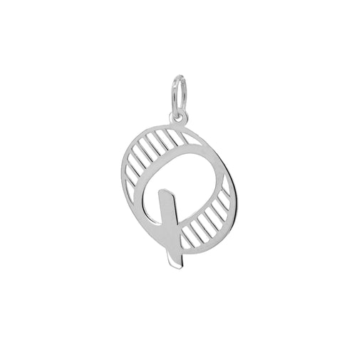 Essex Letter Q Pendant in 14k Gold - White Gold