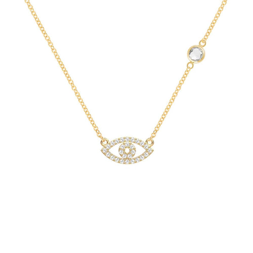 Diamond Evil Eye & Birthstone Necklace in 14k Gold