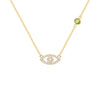 Diamond Evil Eye & Peridot Necklace in 14k Gold (August)