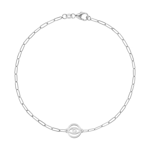 Evil Eye Adelaide Mini Bracelet in 14k Gold - White Gold