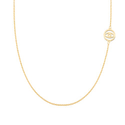 Evil Eye Classic Necklace (Asymmetrical) in 14k Gold