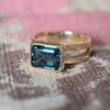 Warren Horizontal Atlantic Blue Topaz Ring in 14k Gold (December)