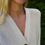 Pink Awareness Pave Ribbon Necklace in 14k Gold