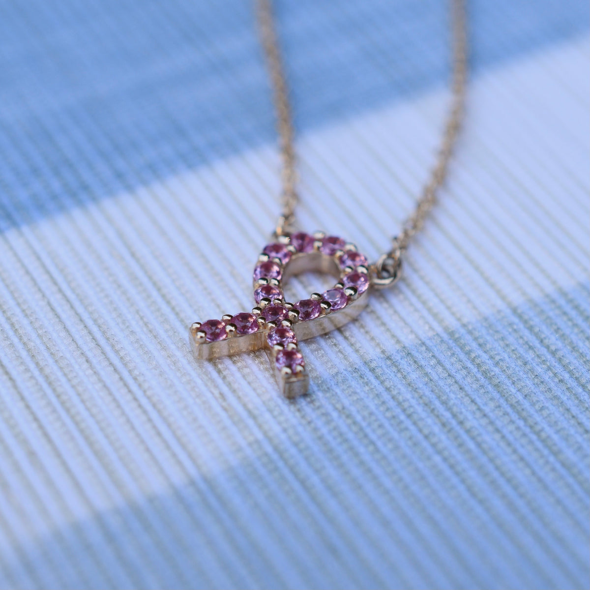 Pink Diamond Rose Gold Breast Cancer Awareness Ribbon Pendant, SKU 221195  (0.04Ct)