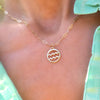 Flat Aquarius Pendant with Adelaide Mini Chain in 14k Gold