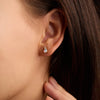 Greenwich Solitaire Birthstone & Diamond Earrings in 14k Gold